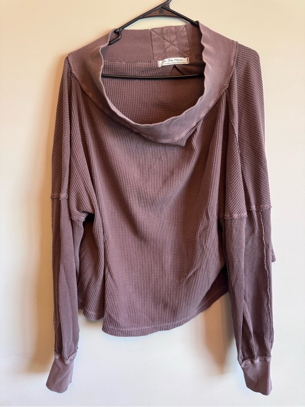 Free People Mauve Waffle Knit Pullover Sweater